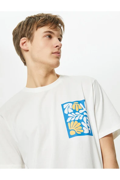 Baskılı Tişört Kısa Kollu Bisiklet Yaka Pamuklu ürün görseli