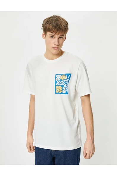 Baskılı Tişört Kısa Kollu Bisiklet Yaka Pamuklu - Resim 3