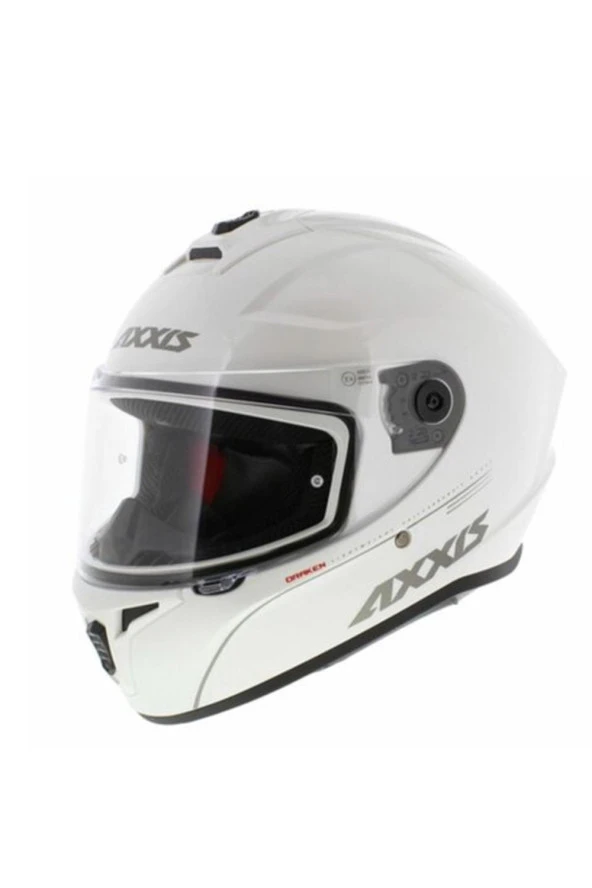 Axxis Draken S Solid V.2 A10  Gloss Pearl White Motosiklet Kask L BEDEN (ÇİFT VİZÖR)