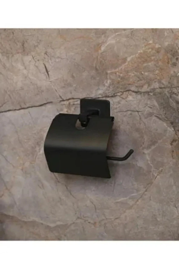 Ert Concept Yapışkanlı Kapaklı Kare Açık Tuvalet Kağıtlığı Siyah