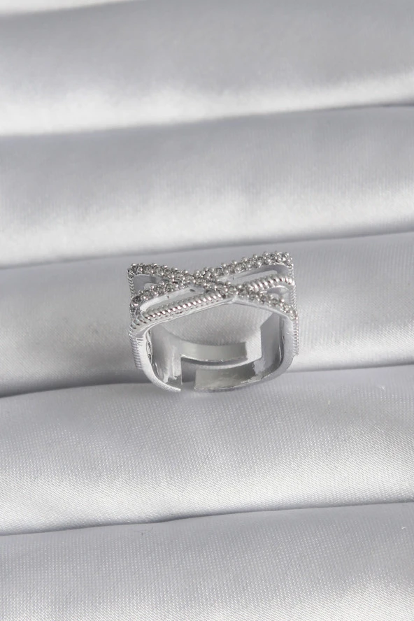 Pirinç Gümüş Renk Zirkon Taş Detay Kadın Yüzük ürün görseli