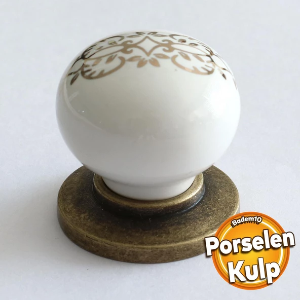 Gerçek Porselen Düğme Eskitme Antik Sarı Mobilya Mutfak Çekmece Dolap Dolabı Kulpu Kulbu Kulpları