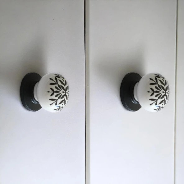 Gerçek Porselen Siyah Kulp Düğme Mobilya Mutfak Dolabı Çekmece Dolap Kulpları Kapak Kulpu Kulbu - 3