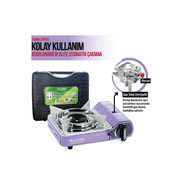 Çantalı Portatif Kamp Ocağı Çakmaklı Alev Koruyuculu Kamp Ocak 2,3kw - 2
