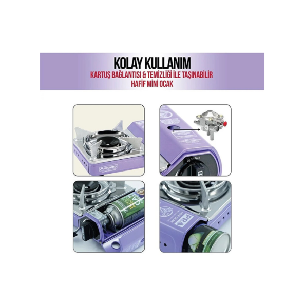 Çantalı Portatif Kamp Ocağı Çakmaklı Alev Koruyuculu Kamp Ocak 2,3kw - 5