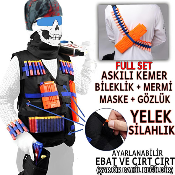 Nerf N-Strike Elite Oyuncak Tabanca Oyun Seti  Yelek+Gözlük+Kemer Askısı+Bileklik+Mermi+Maske