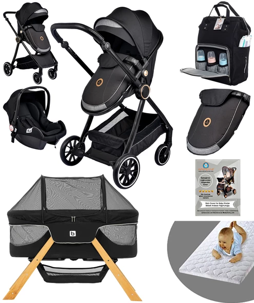 Bay Home Yeni Doğan 9 İn 1 Full Takım 990 Travel Sistem Bebek Arabası Angel Sepet Anne Yanı Beşik - 2