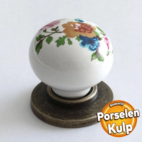 Gerçek Porselen Kulp Çiçekli Düğme Mobilya Mutfak Dolabı Çekmece Dolap Kulpları Kapak Kulpu Kulbu