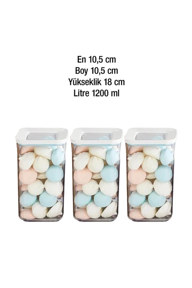 Vip Ahmet Vp-184 Kare 3x1200 Ml Saklama Kabı - 3