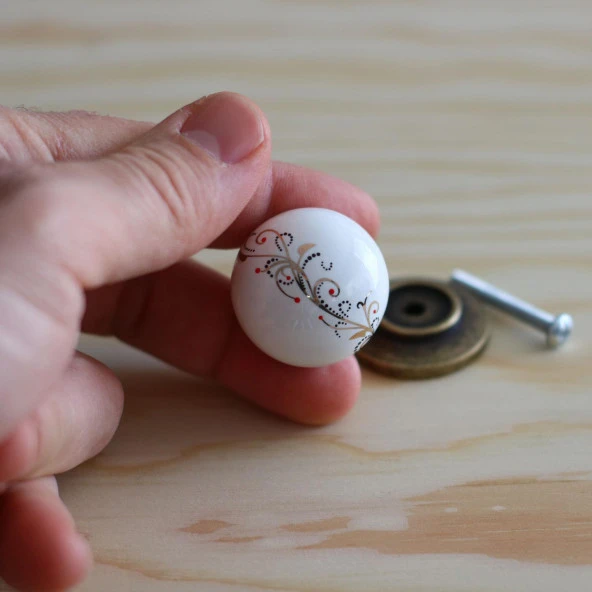 Gerçek Porselen Kulp Çiçekli Düğme Mobilya Mutfak Dolabı Çekmece Dolap Kulpları Kapak Kulpu Kulbu - 5