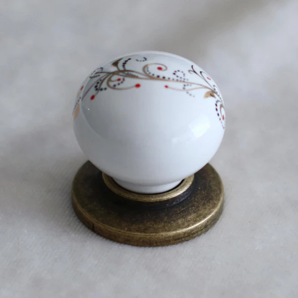 Gerçek Porselen Kulp Çiçekli Düğme Mobilya Mutfak Dolabı Çekmece Dolap Kulpları Kapak Kulpu Kulbu - 7