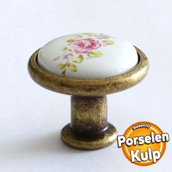 Gerçek Porselen Kulp Çiçekli Düğme Mobilya Mutfak Dolabı Çekmece Dolap Kulpları Kapak Kulpu Kulbu