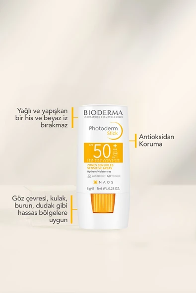 BIODERMA Photoderm Stick SPF50+ Göz Çevresi, Dudak, Hassas Bölgeler Yüksek Korumalı Stick Güneş Koruyucu 8 gr 3701129804438 - 3