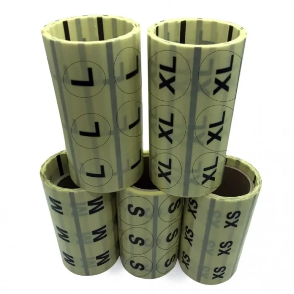 30 MM YUVARLAK ŞEFFAF ÜZERİ BASKILI BEDEN ETİKETİ ( 3XL) 500 LÜ SARIM