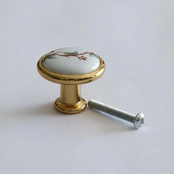 Gerçek Porselen Kulp Gold Düğme Mobilya Mutfak Dolabı Çekmece Dolap Kulpları Kapak Kulpu Kulbu Altın - 8