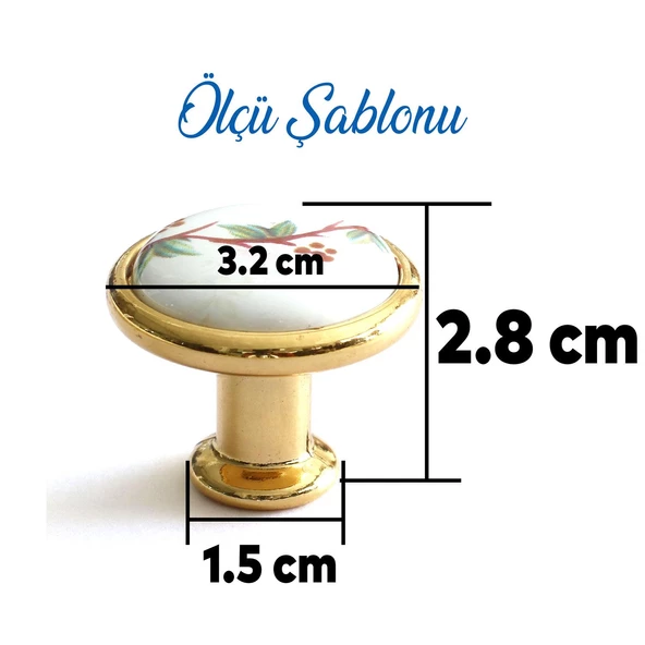 Gerçek Porselen Kulp Gold Düğme Mobilya Mutfak Dolabı Çekmece Dolap Kulpları Kapak Kulpu Kulbu Altın - 2