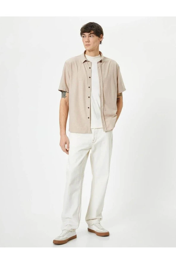 Erkek Gömlek Bej 4SAM60003HK - Resim 2