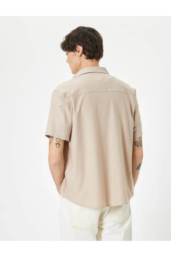 Erkek Gömlek Bej 4SAM60003HK - Resim 3