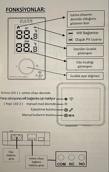 MARS S20  DİGİTAL WİFİ BEYAZ ODA TERMOSTAT - 13