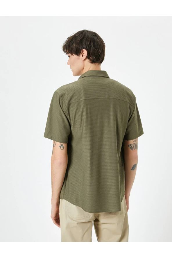 Yazlık Gömlek Kısa Kollu Klasik Yaka Düğmeli - Resim 4