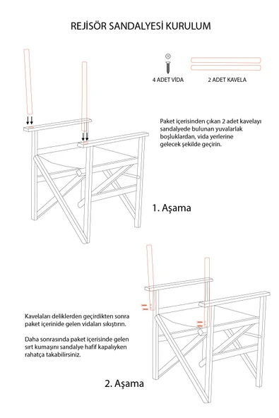 Meya Dekor Bahçe&Balkon&Teras&Cafe 3'lü Rejisör Masa-Sandalye Takımı (60x80cm Masa) - 2