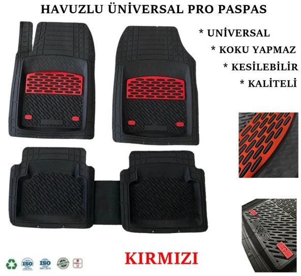Audi Q7 2022 4d Havuzlu Üniversal Yeni Nesil Pro Paspas Siyah - Kırmızı