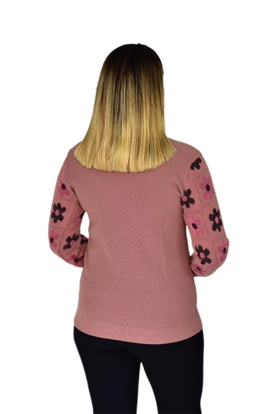 Kadın Triko Papatyalı Kazak BGL-ST03357 - Resim 9