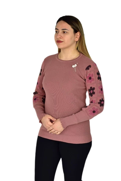 Kadın Triko Papatyalı Kazak BGL-ST03357 - Resim 5