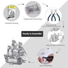 UÇAN HOLLANDALI FLAİNG DUTCHWAN 3D Metal Maket Bulmaca Puzzle modeli kitleri DIY 14+ Yaş 79+ parça - 6