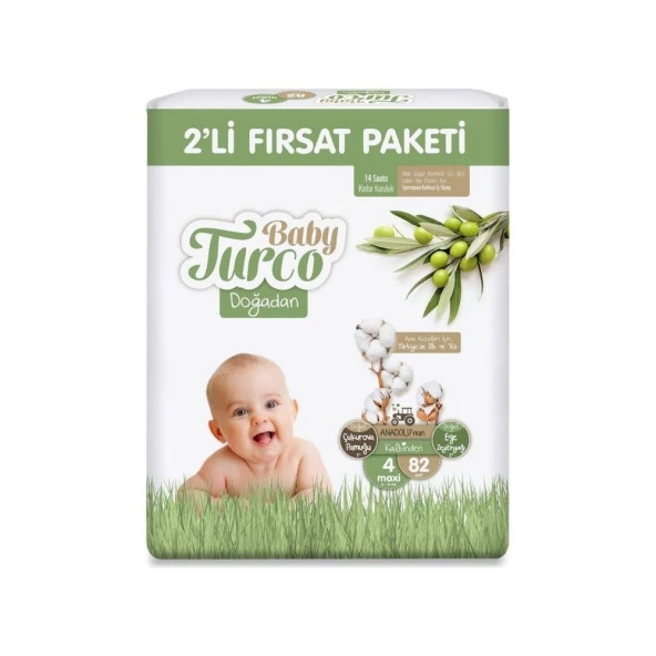 Baby Turco Doğadan 2'li Fırsat Maxi No:4 82'li