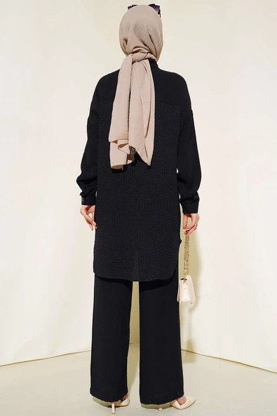 Kareli İkili Takım Siyah - Resim 3