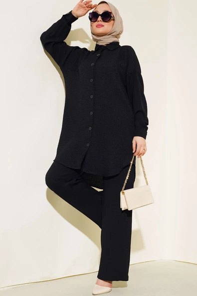 Kareli İkili Takım Siyah ürün görseli 1