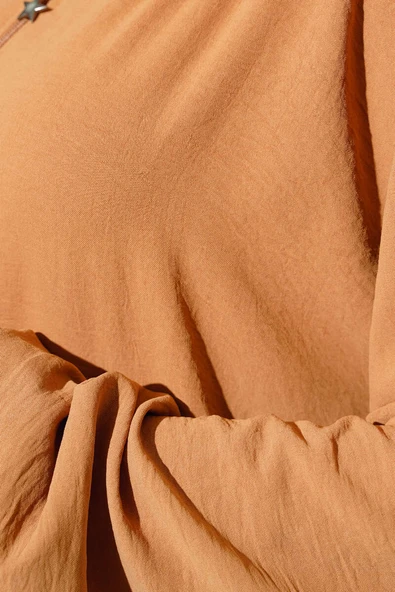 Şal Modelli Kol Lastikli Ferace Camel - Resim 4