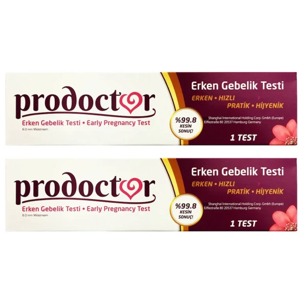 Prodoctor Pratik Erken Gebelik Testi 2'Li PAKET (SKT:10/2025)