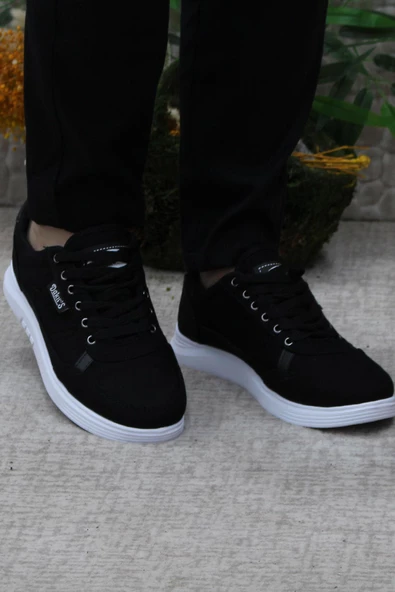 Fort Dks 2038 Siyah Beyaz Hafif Rahat Keten Sneaker Erkek Ayakkabı - Resim 2