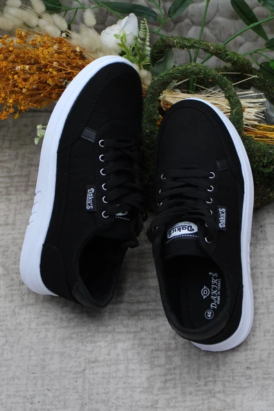 Fort Dks 2038 Siyah Beyaz Hafif Rahat Keten Sneaker Erkek Ayakkabı - Resim 6