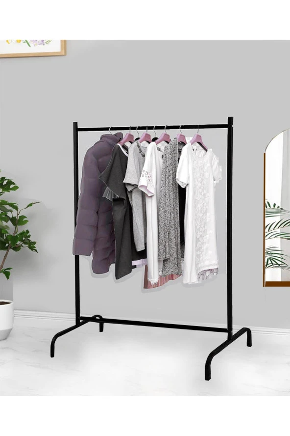 Exent Ayaklı Konfeksiyon Askısı, Askılık, Elbise Askılığı Siyah