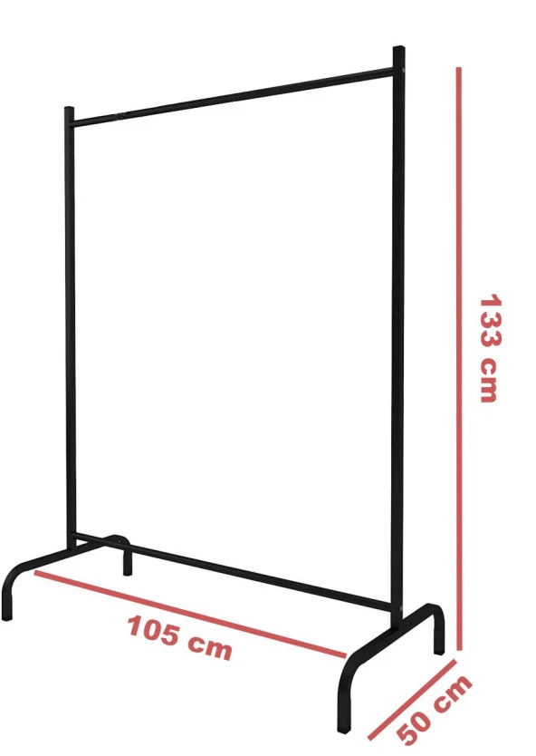 Exent Ayaklı Konfeksiyon Askısı, Askılık, Elbise Askılığı Siyah - 2