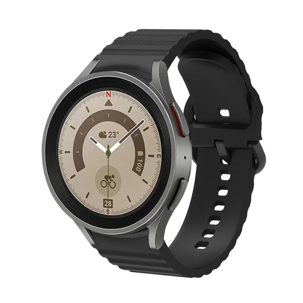 Samsung Galaxy Watch 4 5 6 7 FE 40 40 44 Classic 42 43 46 47 mm Kordon Wave Dalgalı Silikon Kordon - 12