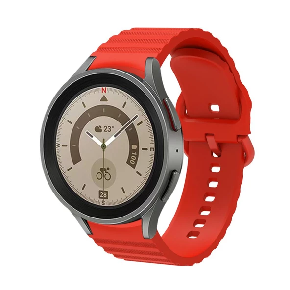 Samsung Galaxy Watch 4 5 6 7 FE 40 40 44 Classic 42 43 46 47 mm Kordon Wave Dalgalı Silikon Kordon - 5