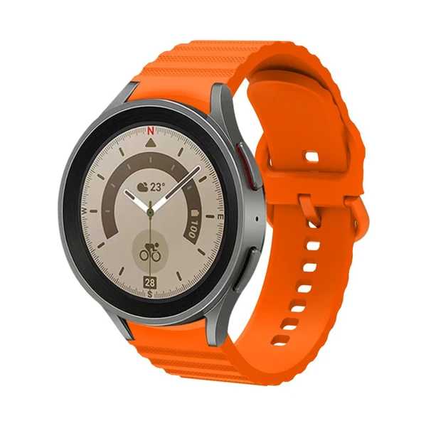 Samsung Galaxy Watch 4 5 6 7 FE 40 40 44 Classic 42 43 46 47 mm Kordon Wave Dalgalı Silikon Kordon - 11
