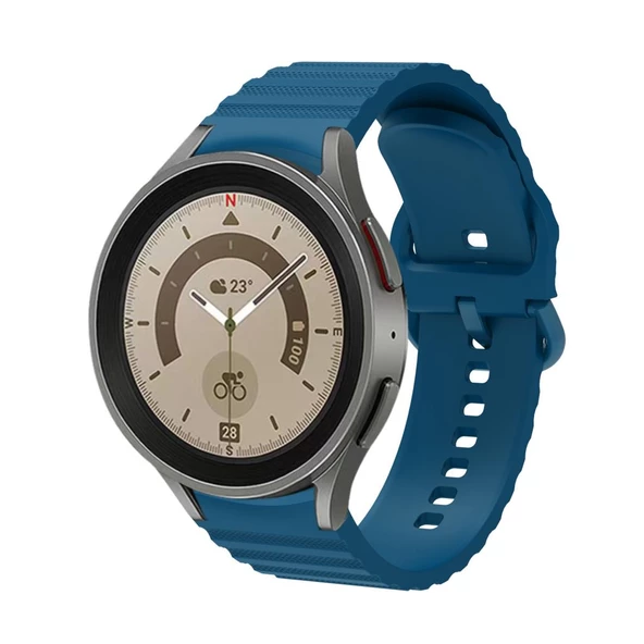 Samsung Galaxy Watch 4 5 6 7 FE 40 40 44 Classic 42 43 46 47 mm Kordon Wave Dalgalı Silikon Kordon - 8
