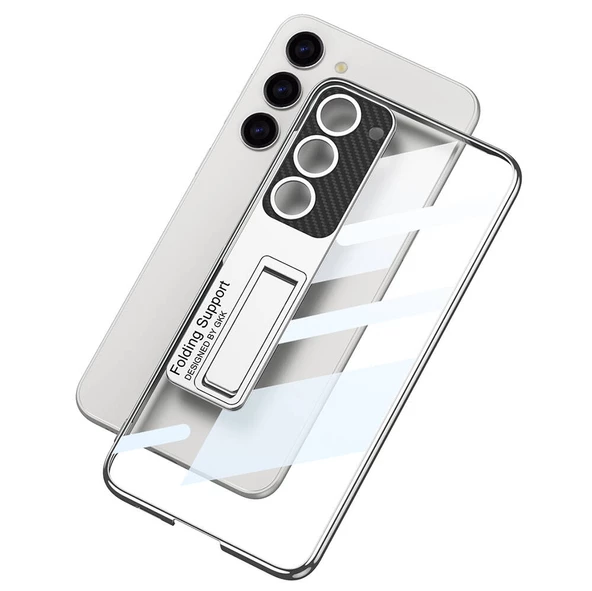 Galaxy S24 Kılıf Kamera Korumalı Şeffaf Tasarımlı Lego Standlı Kılıf - 8