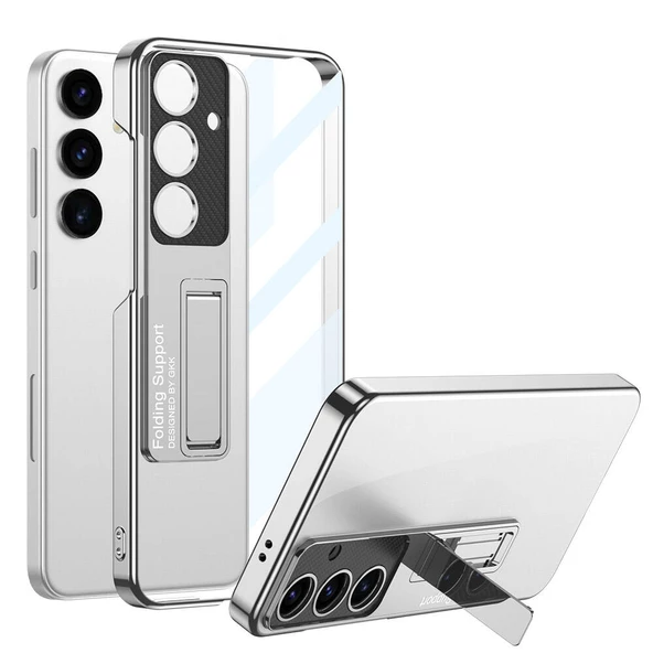 Galaxy S24 Kılıf Kamera Korumalı Şeffaf Tasarımlı Lego Standlı Kılıf - 4
