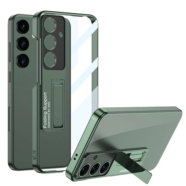 Galaxy S24 Kılıf Kamera Korumalı Şeffaf Tasarımlı Lego Standlı Kılıf - 3
