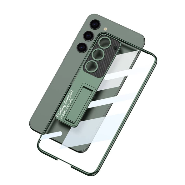 Galaxy S24 Kılıf Kamera Korumalı Şeffaf Tasarımlı Lego Standlı Kılıf - 7