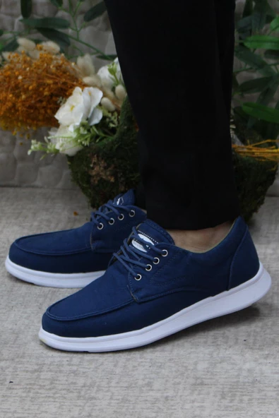 Fort Dks 023 Mavi Hafif Rahat Keten Sneaker Erkek Ayakkabı - Resim 3