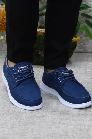 Fort Dks 023 Mavi Hafif Rahat Keten Sneaker Erkek Ayakkabı - Resim 2