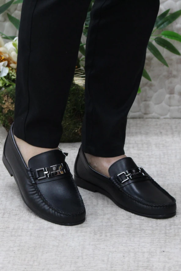 Pierre Cardin 25109 Siyah Hakiki Deri Erkek Babet Loafer Erkek Ayakkabı - Resim 2