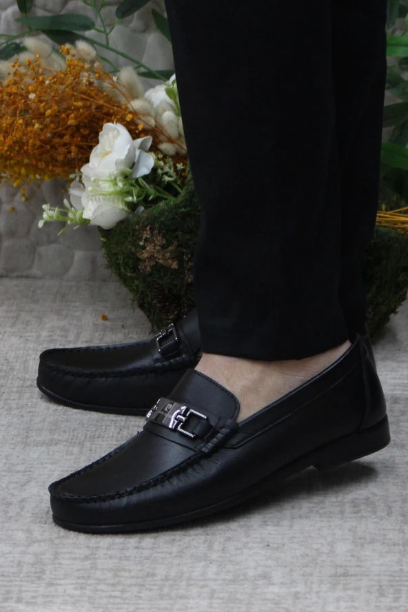 Pierre Cardin 25109 Siyah Hakiki Deri Erkek Babet Loafer Erkek Ayakkabı - Resim 3